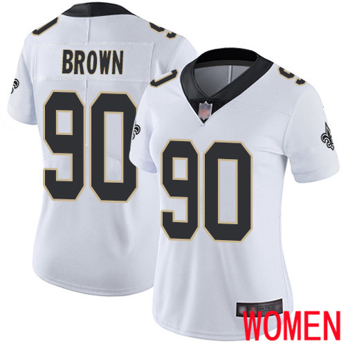 New Orleans Saints Limited White Women Malcom Brown Road Jersey NFL Football #90 Vapor Untouchable Jersey->youth nfl jersey->Youth Jersey